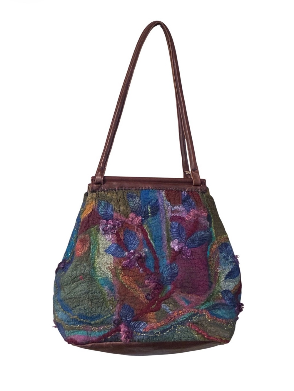 Tylar Merrill Bohemian Floral Multicolor Felt Shoulder Bag